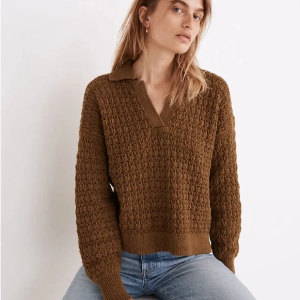 MADEWELL | sunbury open-stitched polo sweater - Picture 1 of 8